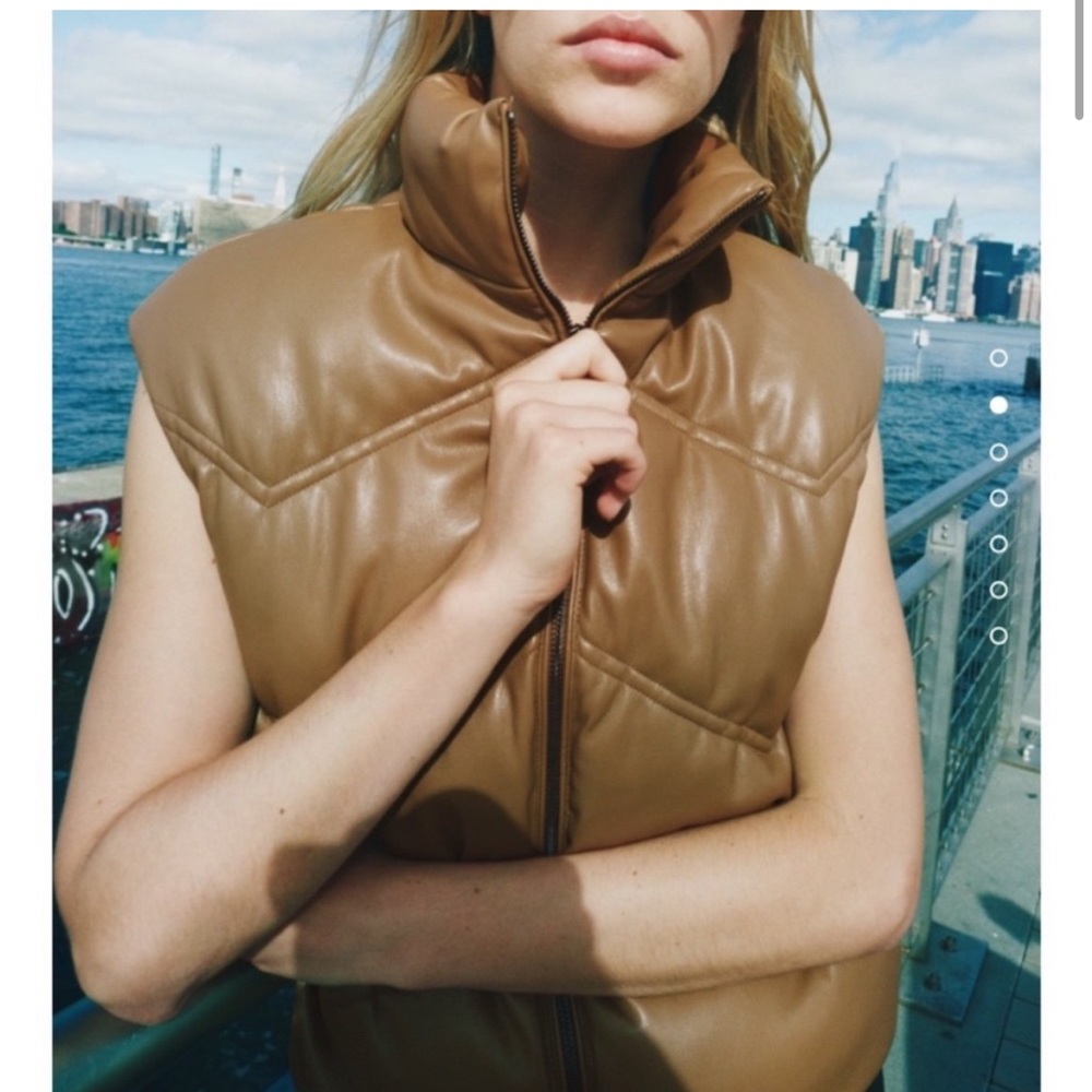 Zara Faux Leather Puffer Vest Blogger Favorite Size XS
